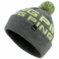 Ping Logo Bobble Hat Grey Green