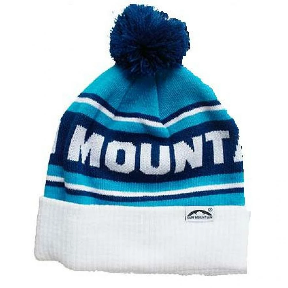 Sun Mountain Knitted Bobble Hat White Blue
