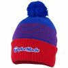 TaylorMade Striped Bobble Beanie Hat (Red/Blue)